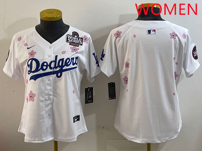 Women Los Angeles Dodgers Blank White Sakura Edition 2025 Nike MLB Jersey style 3